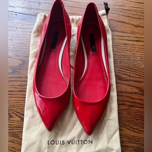 Red Louis Vuitton Patent Leather Flats
